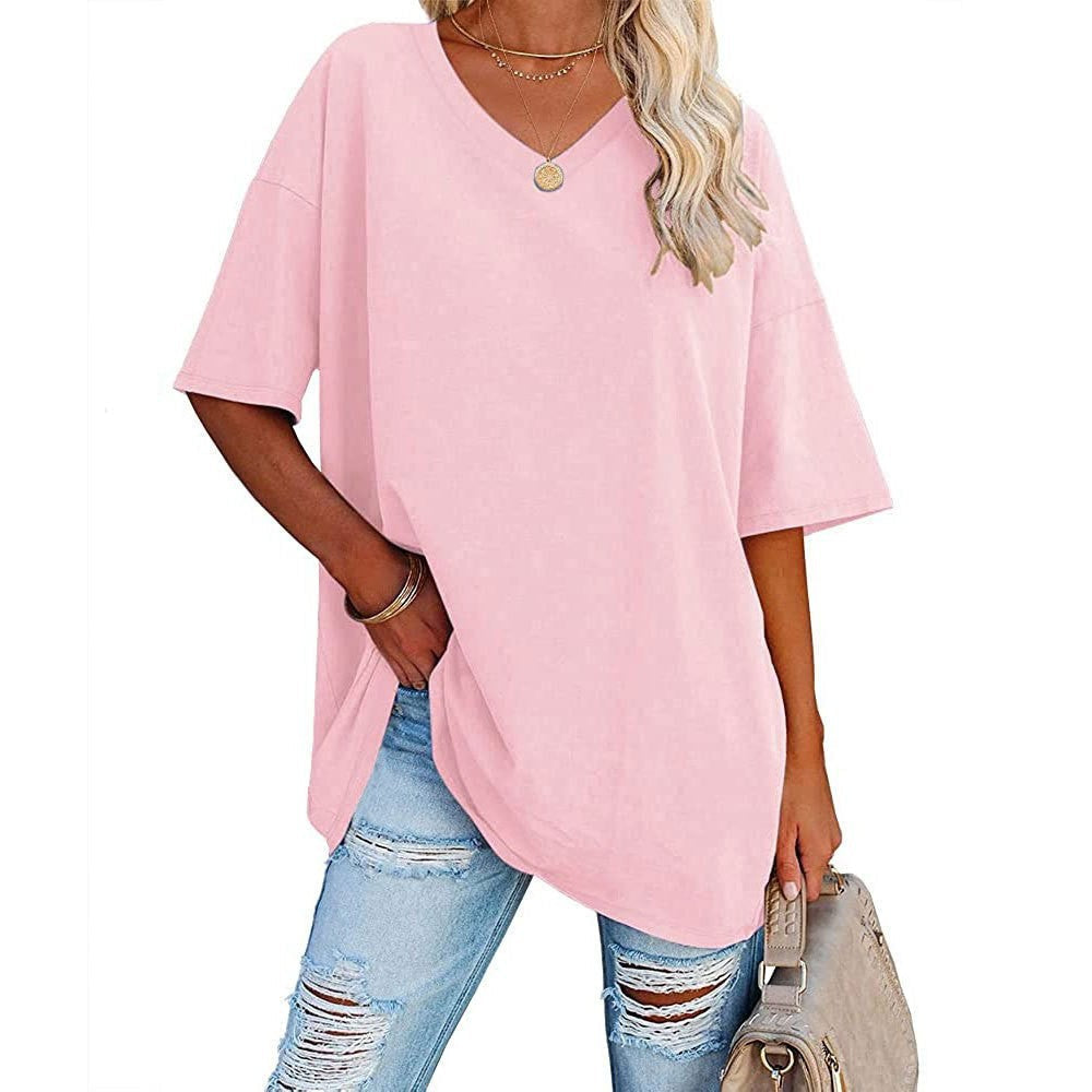 Casual Loose V-Neck T-Shirt for Women