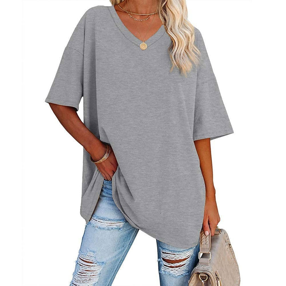 Casual Loose V-Neck T-Shirt for Women