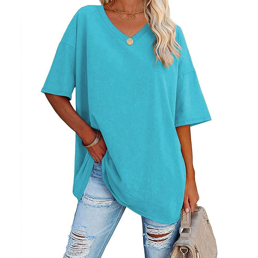 Casual Loose V-Neck T-Shirt for Women