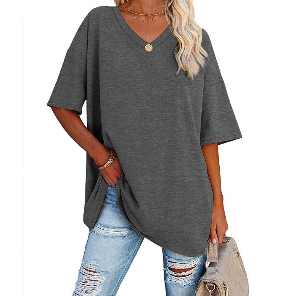 Casual Loose V-Neck T-Shirt for Women