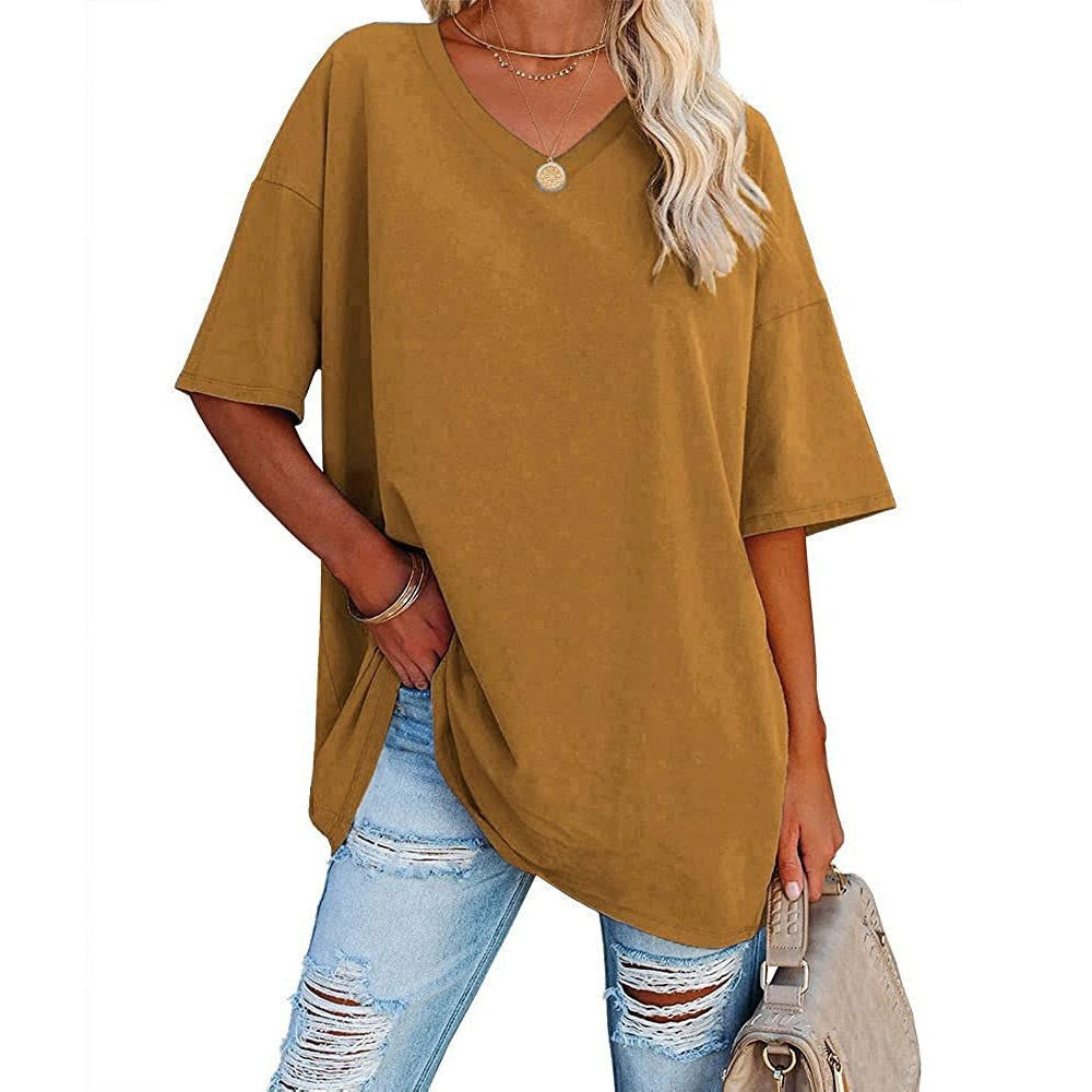 Casual Loose V-Neck T-Shirt for Women