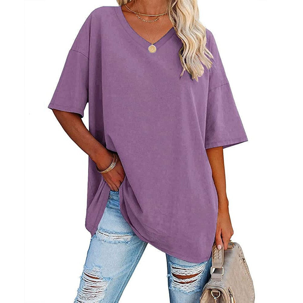 Casual Loose V-Neck T-Shirt for Women