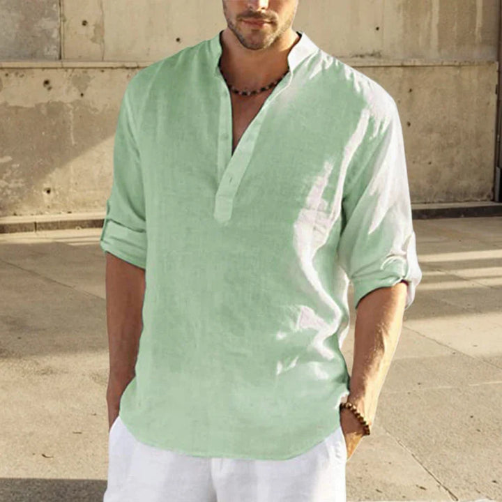 Long-Sleeved Linen Shirt